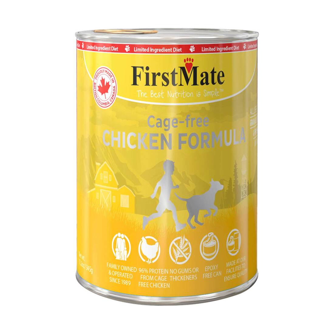 FirstMate Limited Ingredient Wet Dog Food, Cage-Free Chicken, 12.2 Ounces
