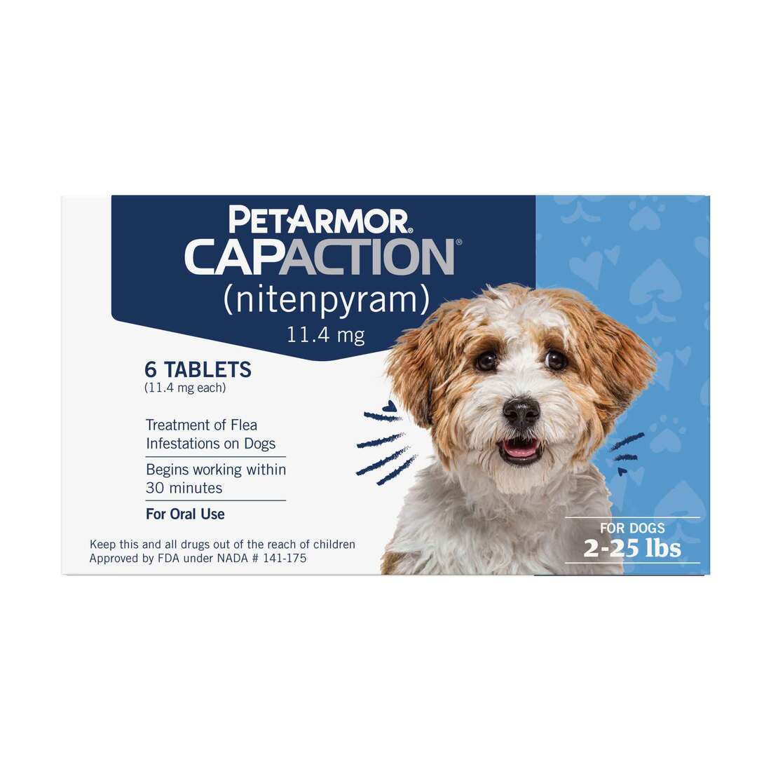 CapAction Flea Tabs for Dogs, 2-25 Pounds, 6 Count