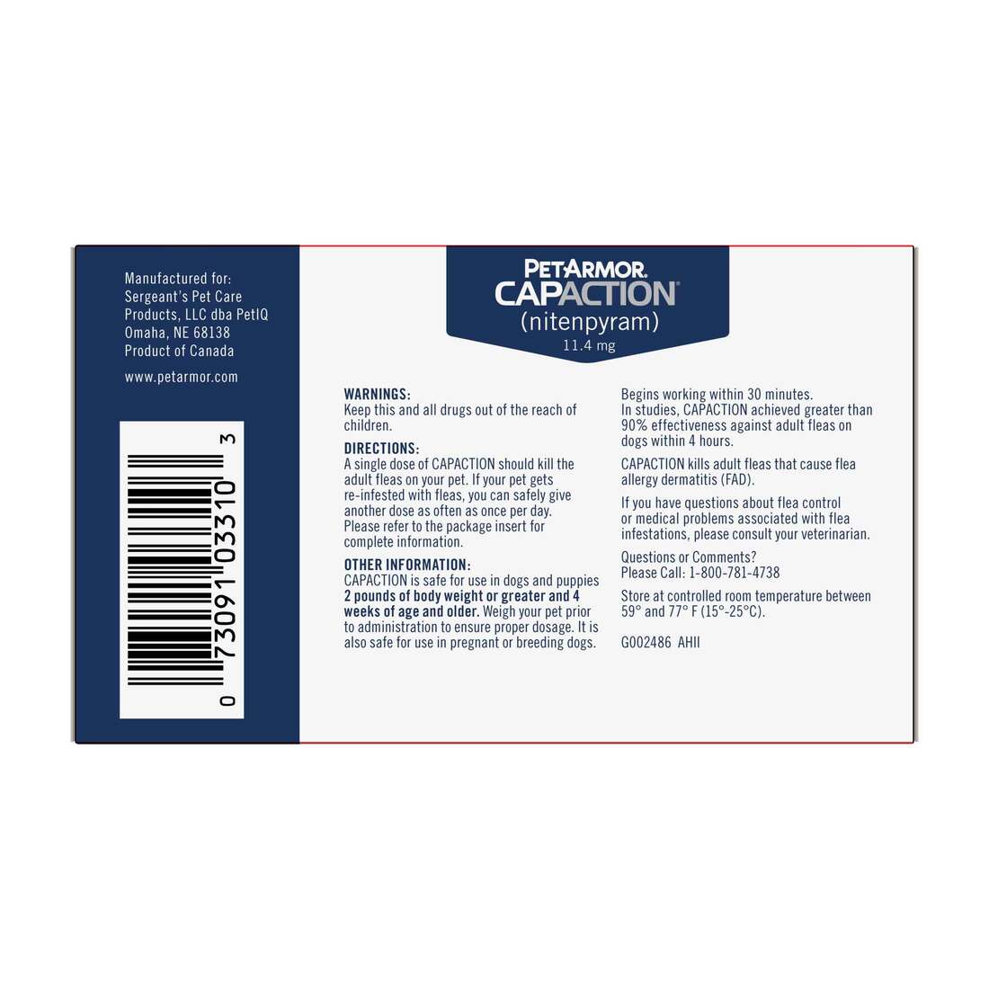 CapAction Flea Tabs for Dogs, 2-25 Pounds, 6 Count