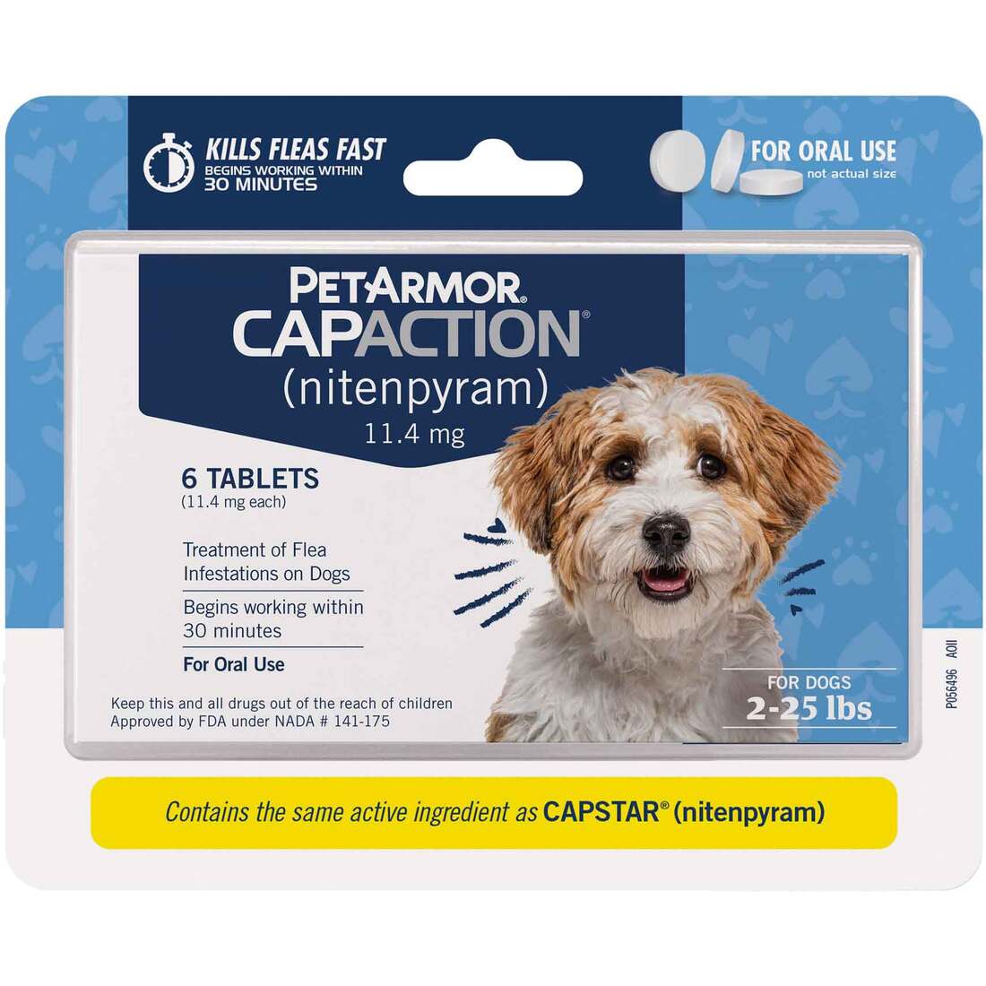 CapAction Flea Tabs for Dogs, 2-25 Pounds, 6 Count