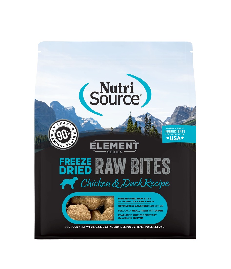 NutriSource Freeze Dried Dry Dog Food, Element Raw Bites Chicken and Duck, 2.5 Ounces