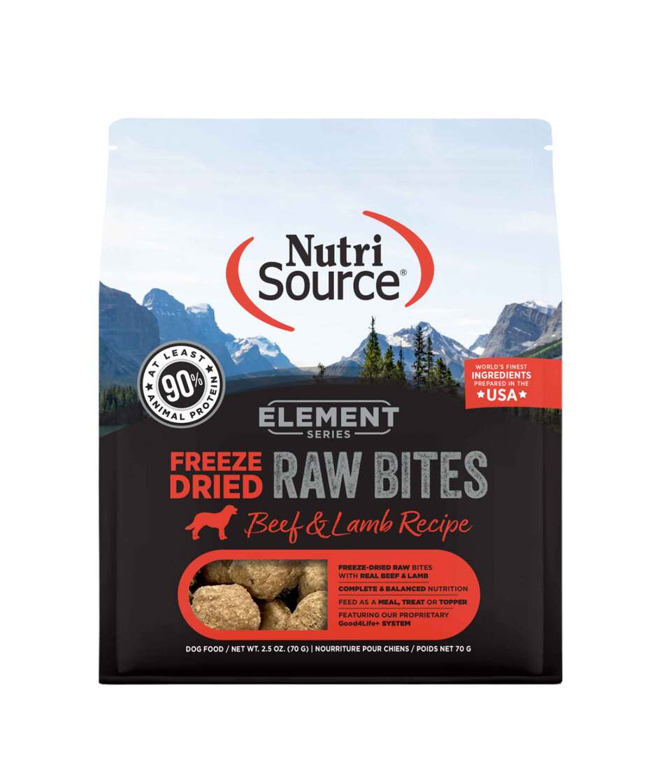 NutriSource Freeze Dried Dry Dog Food, Element Raw Bites Beef and Lamb, 2.5 Ounces