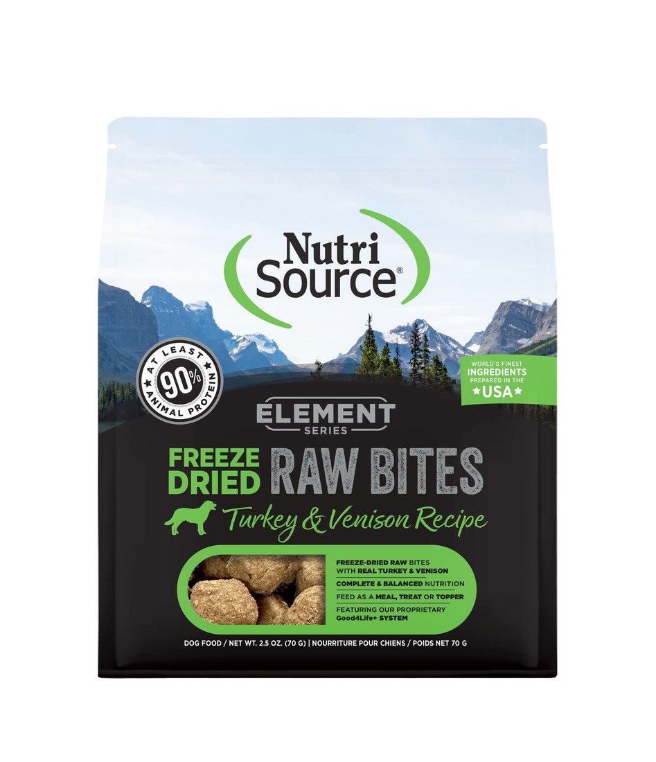 NutriSource Freeze Dried Dry Dog Food, Element Raw Bites Turkey and Venison, 2.5 Ounces