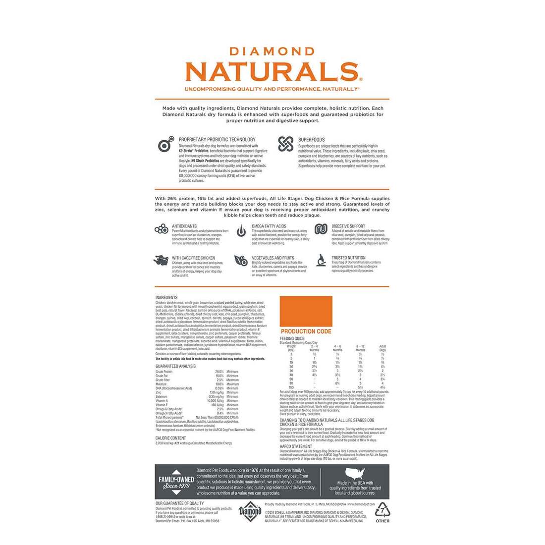 Diamond Naturals All Life Stages Chicken & Rice Formula, 40 Pounds