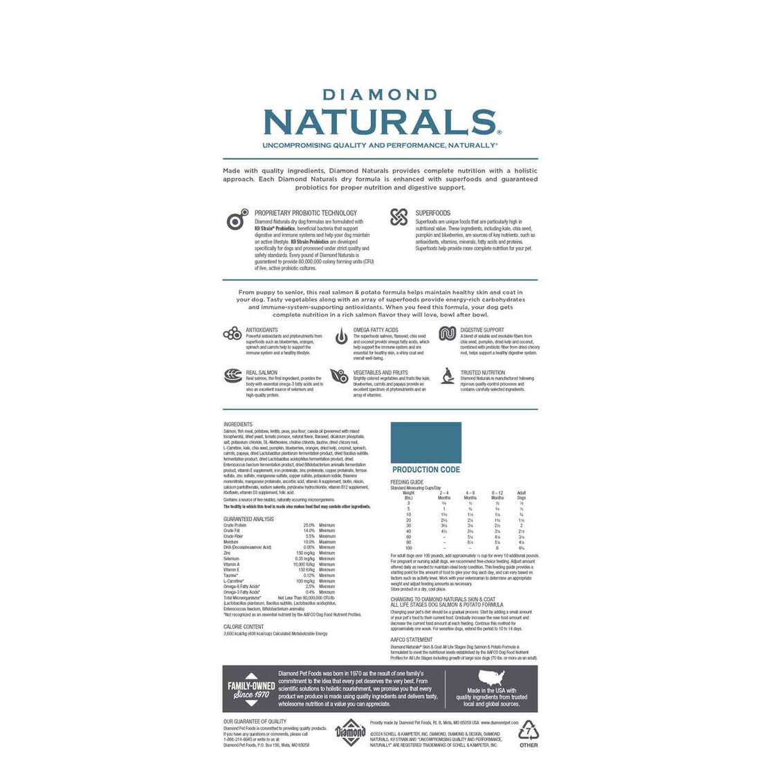 Diamond Naturals Skin & Coat All Life Stages Salmon & Potato Formula, 30 Pounds