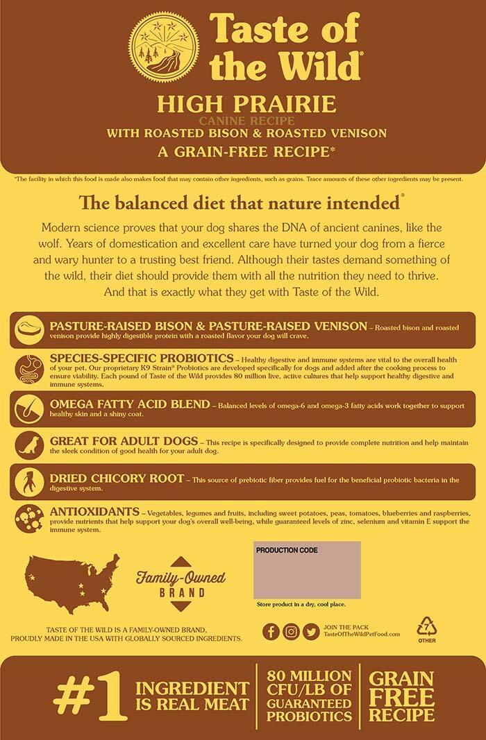 Taste of the Wild® High Prairie Canine® Recipe with Roasted Bison & Roasted Venison, 28 Pounds