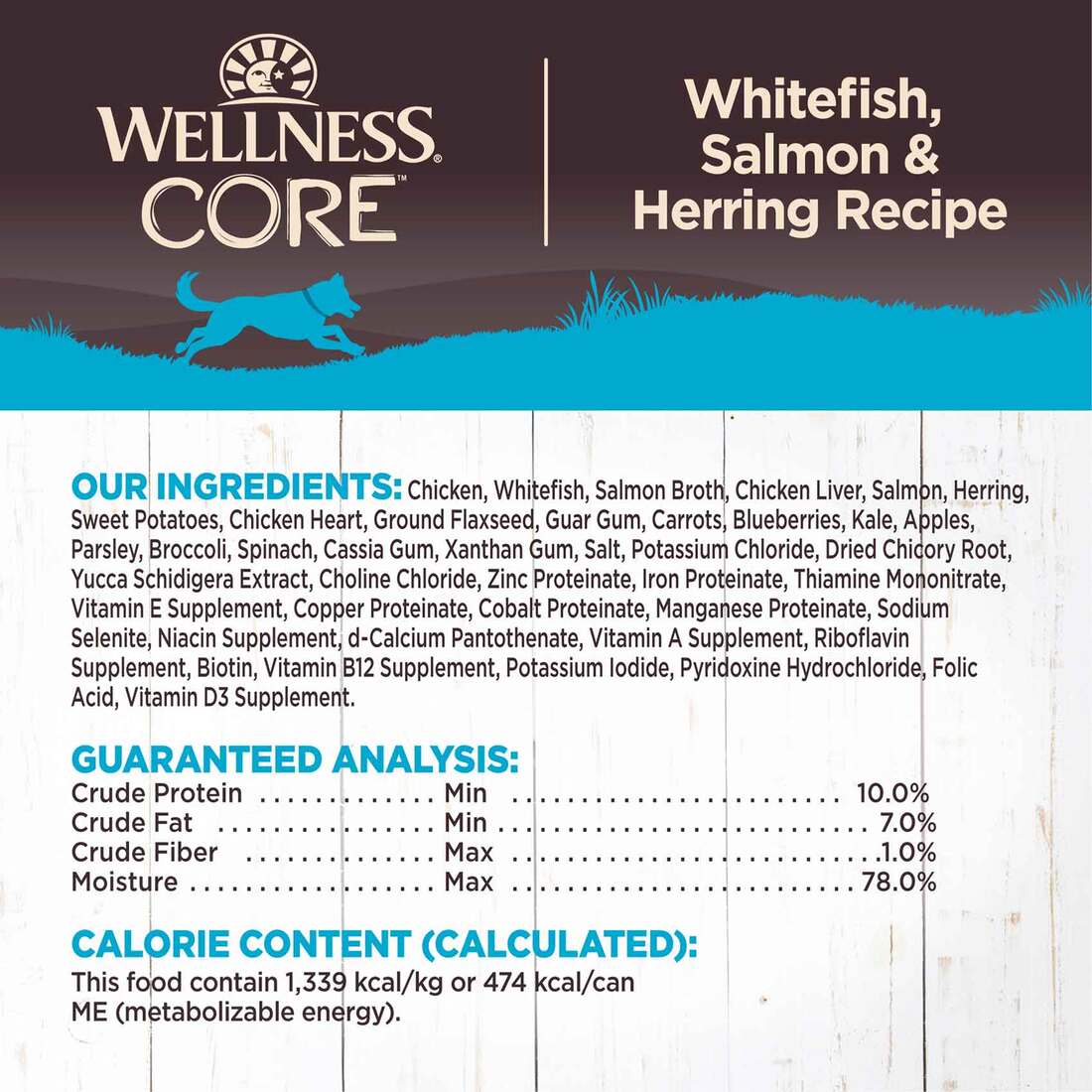Wellness CORE Natural Wet Grain Free Canned Dog Food, Whitefish