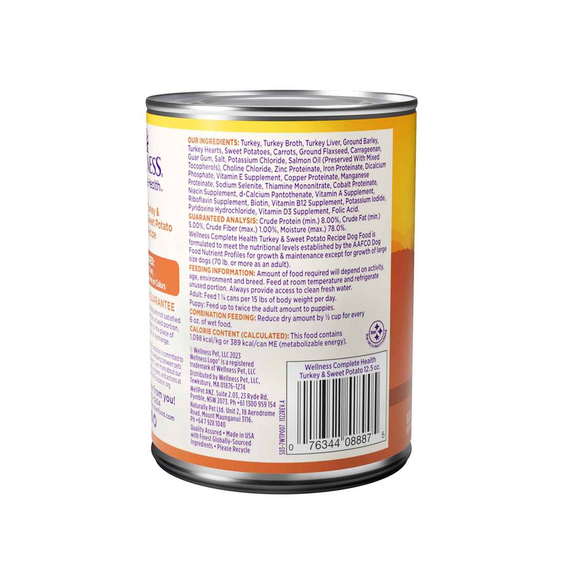 Wellness Complete Health Natural Wet Canned Dog Food Turkey & Sweet Potato, 12.5-Ounce Can