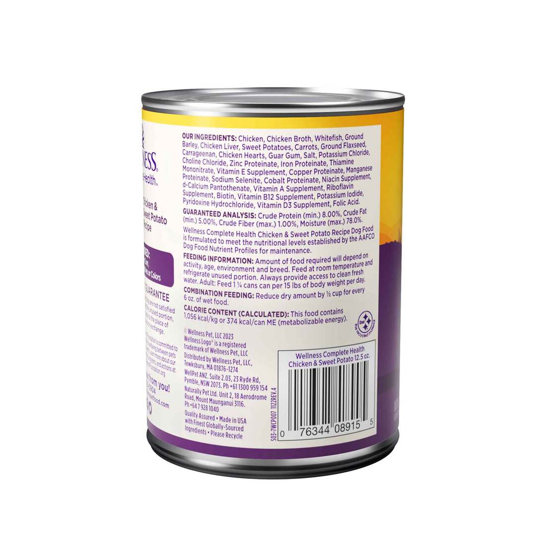 Wellness Complete Health Natural Wet Canned Dog Food, Chicken & Sweet Potato, 12.5-Ounce Can