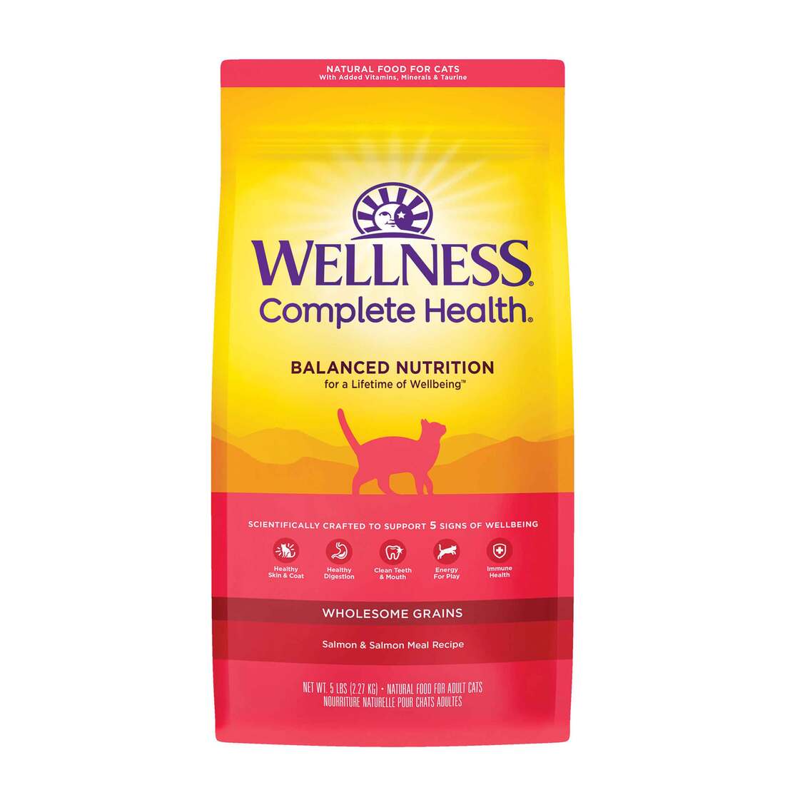 Wellness Complete Health Natural Dry Cat Food, Salmon & Salmon Meal Recipe, 5 Pound Bag