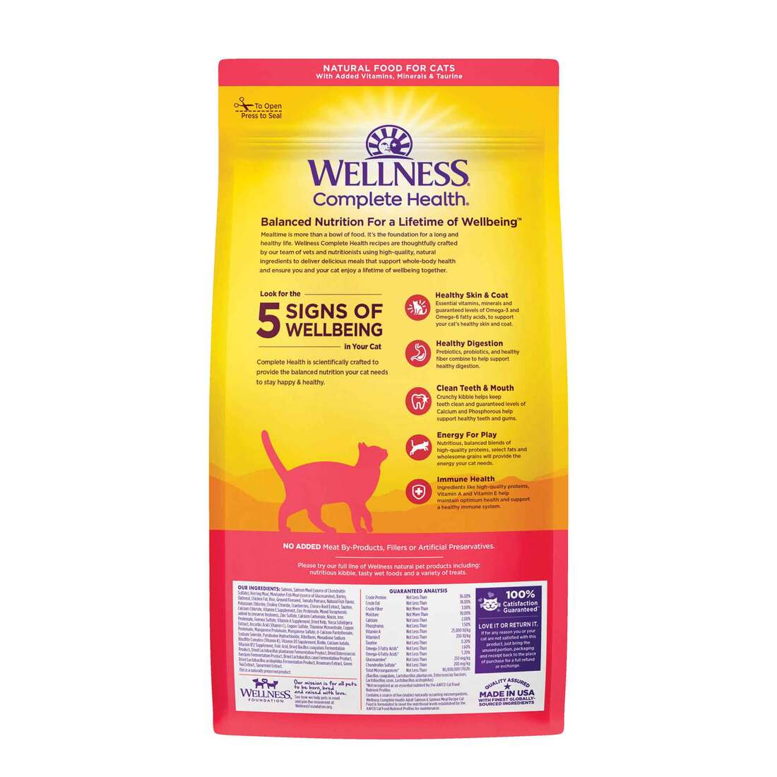 Wellness Complete Health Natural Dry Cat Food, Salmon & Salmon Meal Recipe, 5 Pound Bag