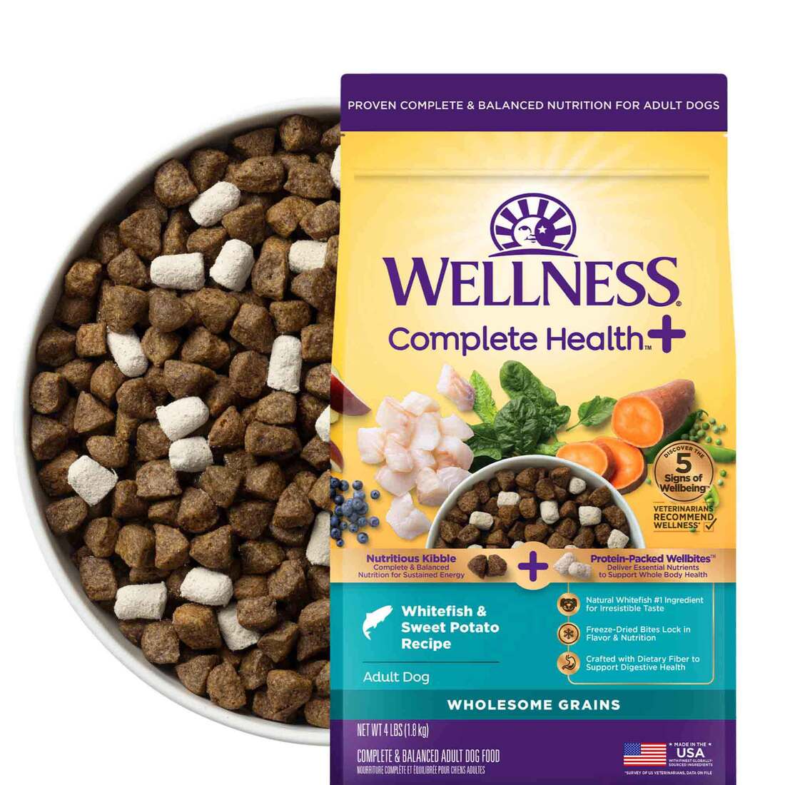 Dog Food Dry Food Wellness Complete Health+ Dry Dog Food, Whitefish ...