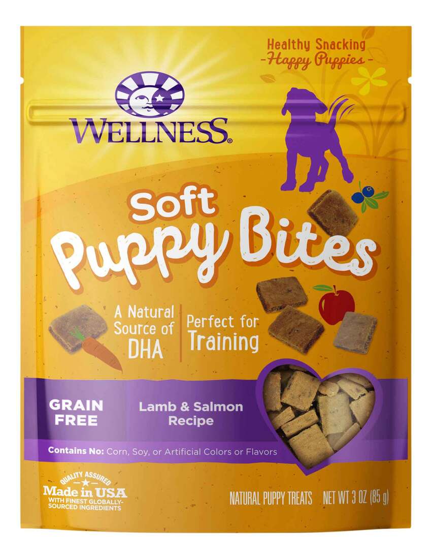 Wellness Puppy Bites Natural Grain Free Soft Puppy Treats, Lamb & Salmon, 3 Ounce Bag