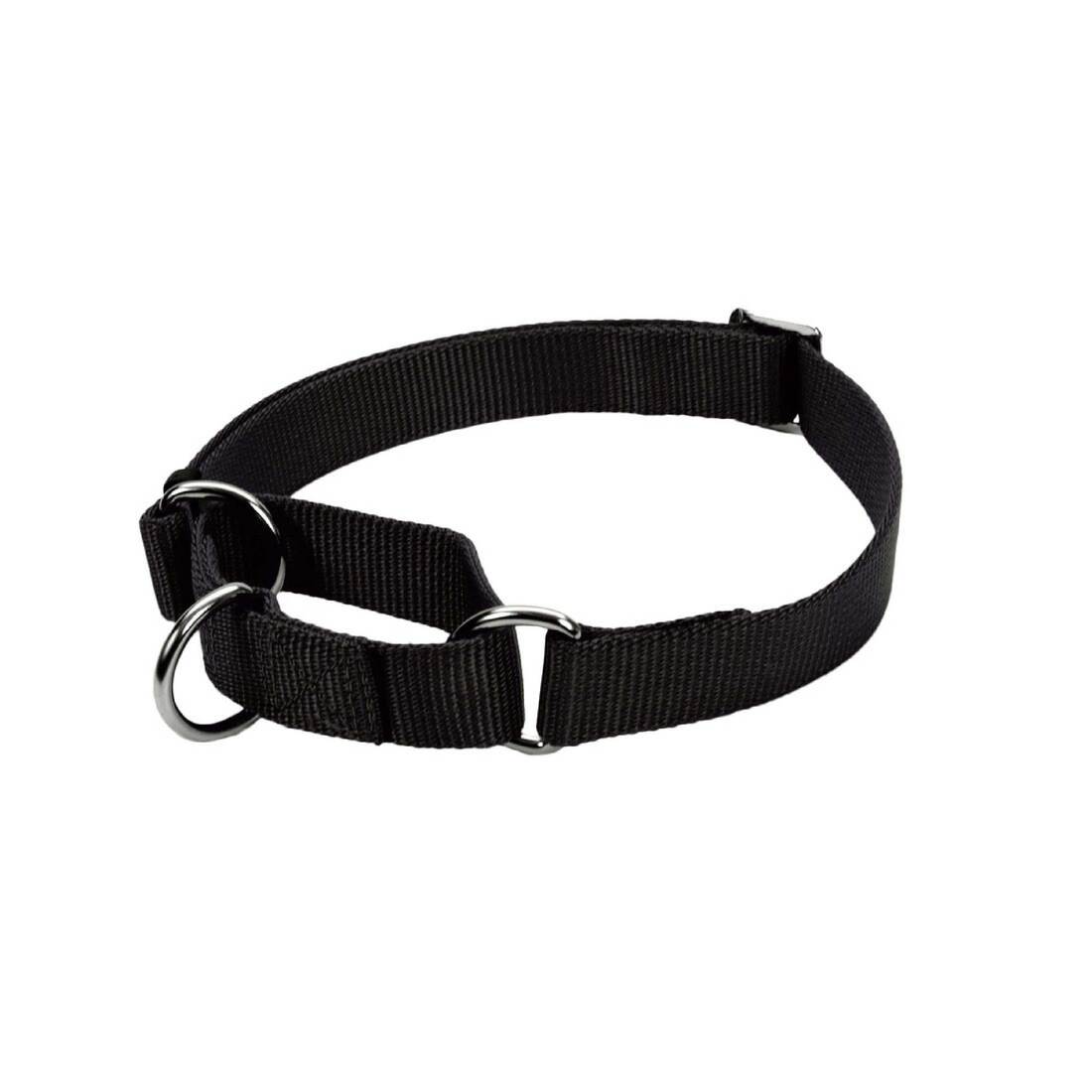 No! Slip® Martingale Adjustable Dog Collar, Black, 3/4" x 14-20"