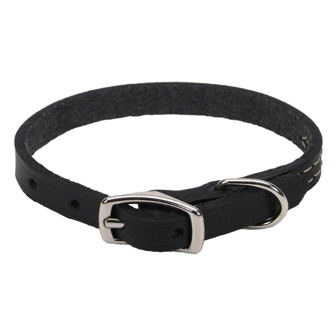 Circle T® Oak Tanned Leather Town Dog Collar, Black, 3/8" x 12"