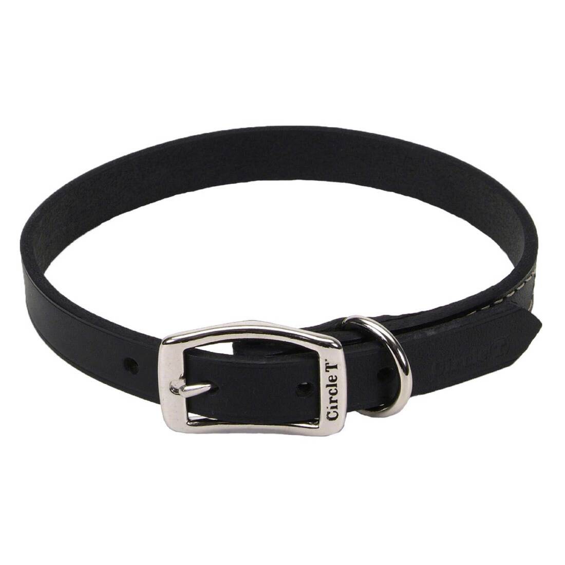 Circle T® Oak Tanned Leather Town Dog Collar, Black, 1" x 18"