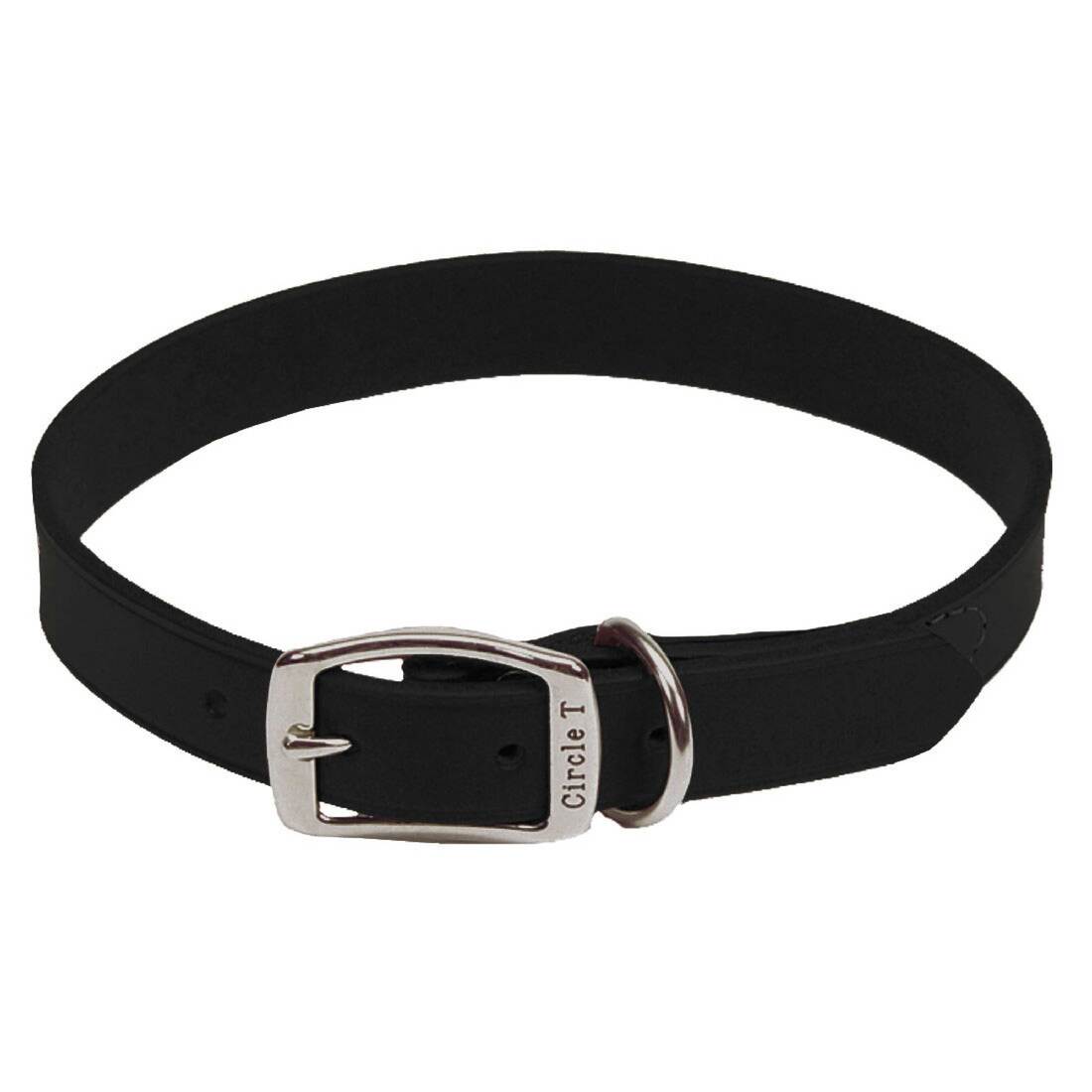 Circle T® Oak Tanned Leather Town Dog Collar, Black, 1" x 24"