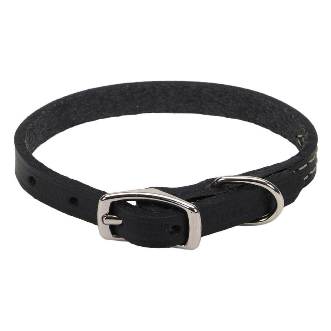 Circle T® Oak Tanned Leather Town Dog Collar, Black, 5/8" x 14"