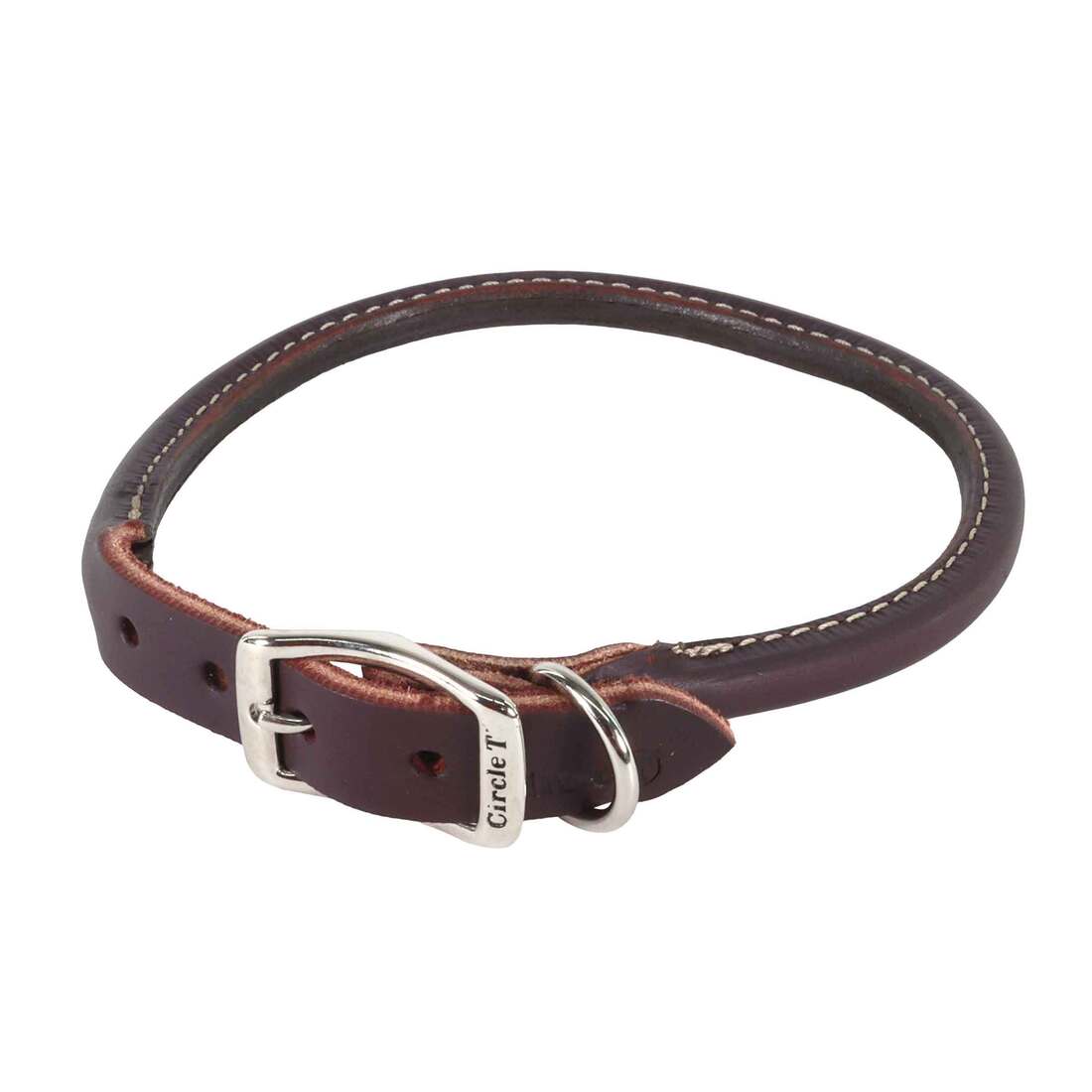 Circle T Latigo Leather Round Dog Collar, Latigo, Small