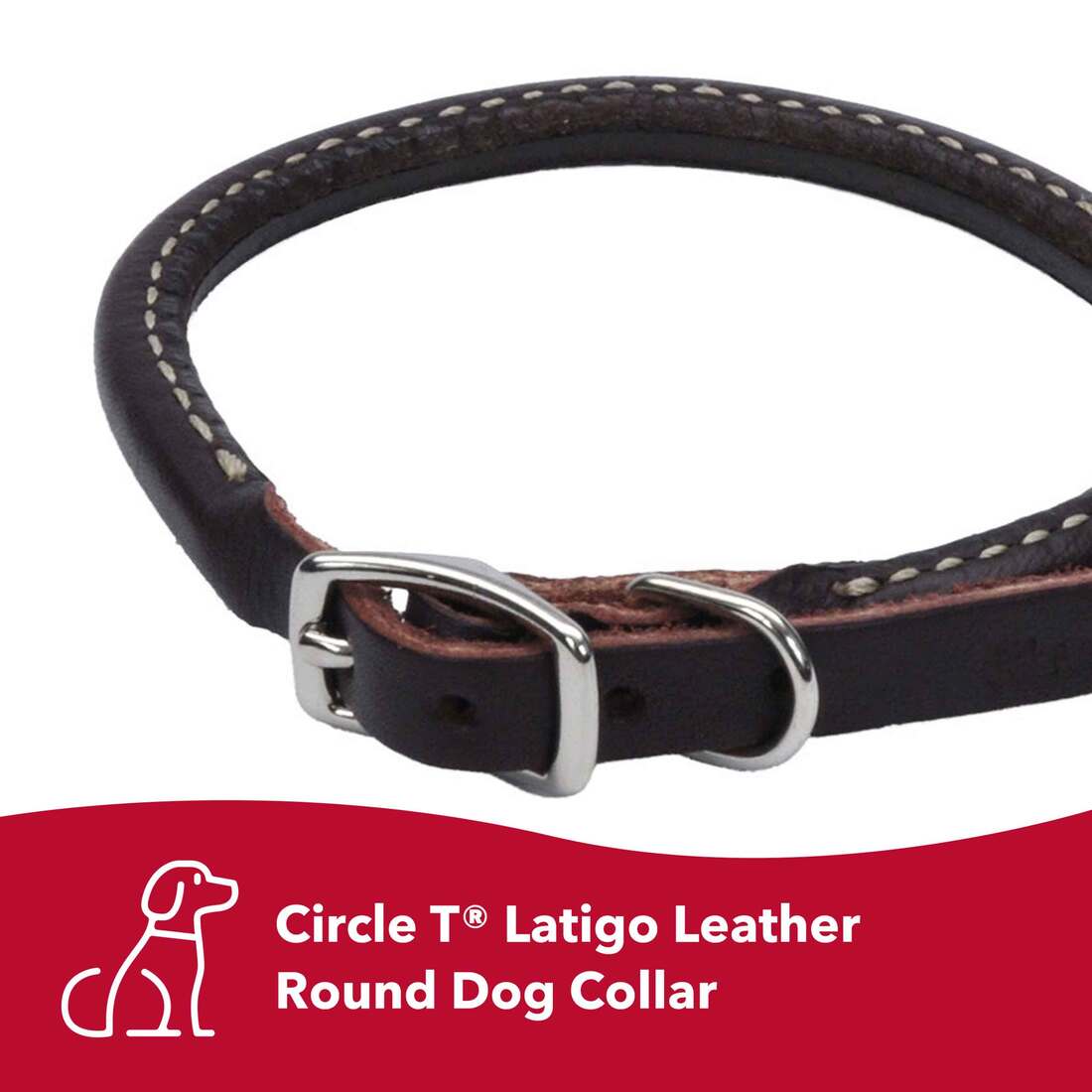 Circle T Latigo Leather Round Dog Collar, Latigo, Small