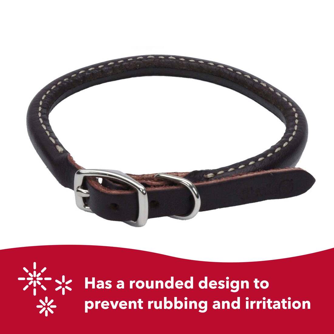 Circle T Latigo Leather Round Dog Collar, Latigo, Small