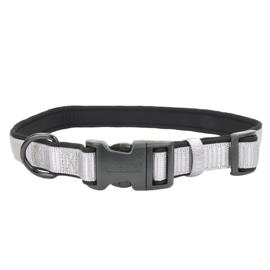 Coastal® Adjustable Comfort Dog Collar, Silver, 1" x 14"-20"