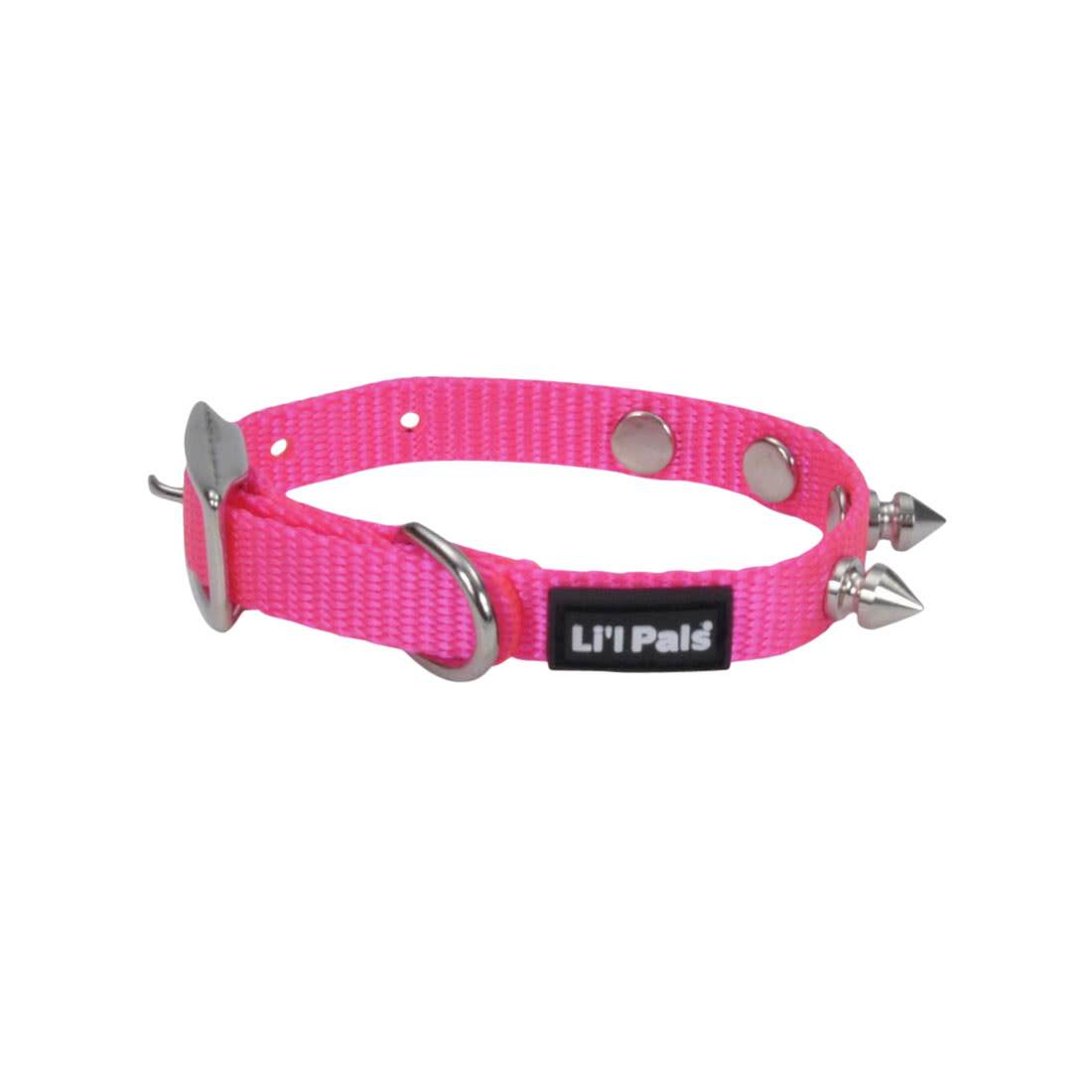 Li'l Pals® Spiked Nylon Dog Collar, Neon Pink, 3/8" x 06"-08"