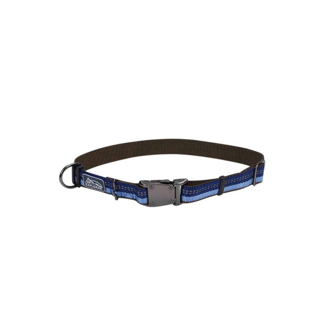 K9 Explorer® Reflective Adjustable Dog Collar, Sapphire, 5/8" x 12"-18"