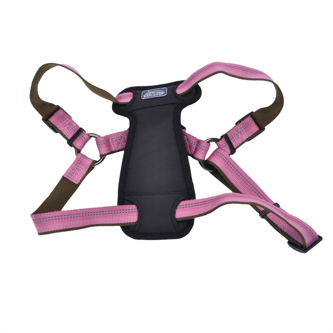 K9 Explorer® Reflective Adjustable Padded Dog Harness, Rosebud, 1" x 26"-38"