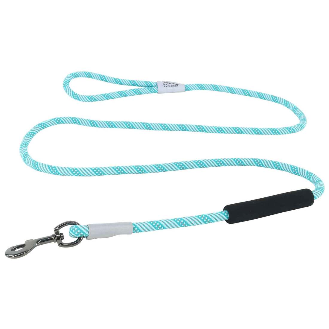 K9 Explorer Brights Reflective Braided Rope Snap Leash, Ocean