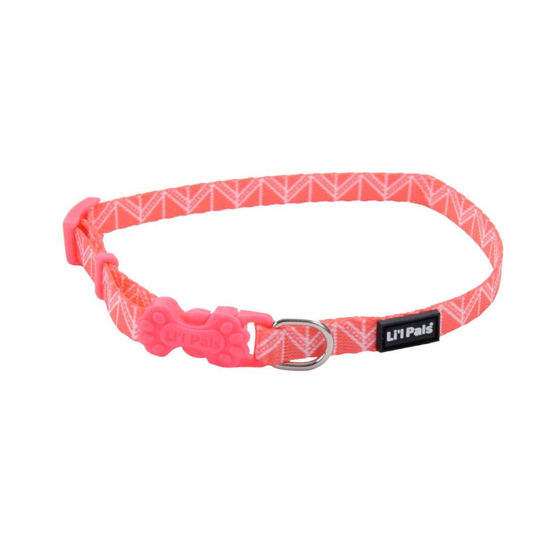 Coastal Pet Products Li'l Pals® Adjustable Patterned Dog Collar, Pink Tribal Chevron, 3/8" x 06"-08"