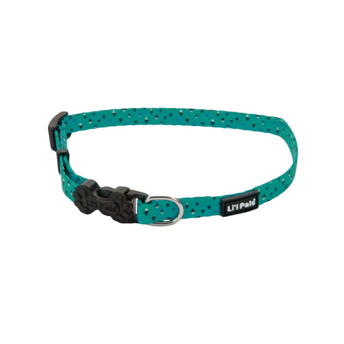 Coastal Pet Products Li'l Pals® Adjustable Patterned Dog Collar, Teal and Grey Diamonds, 3/8" x 06"-