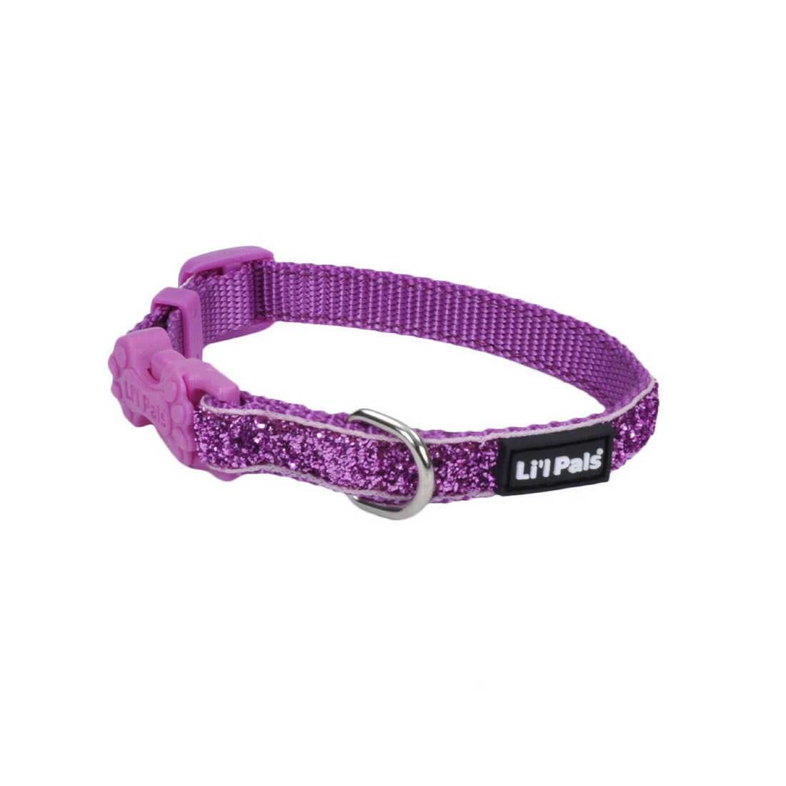Li'l Pals® Adjustable Dog Collar with Glitter Overlay, Orchid Sparkles, 3/8" x 06"-08"
