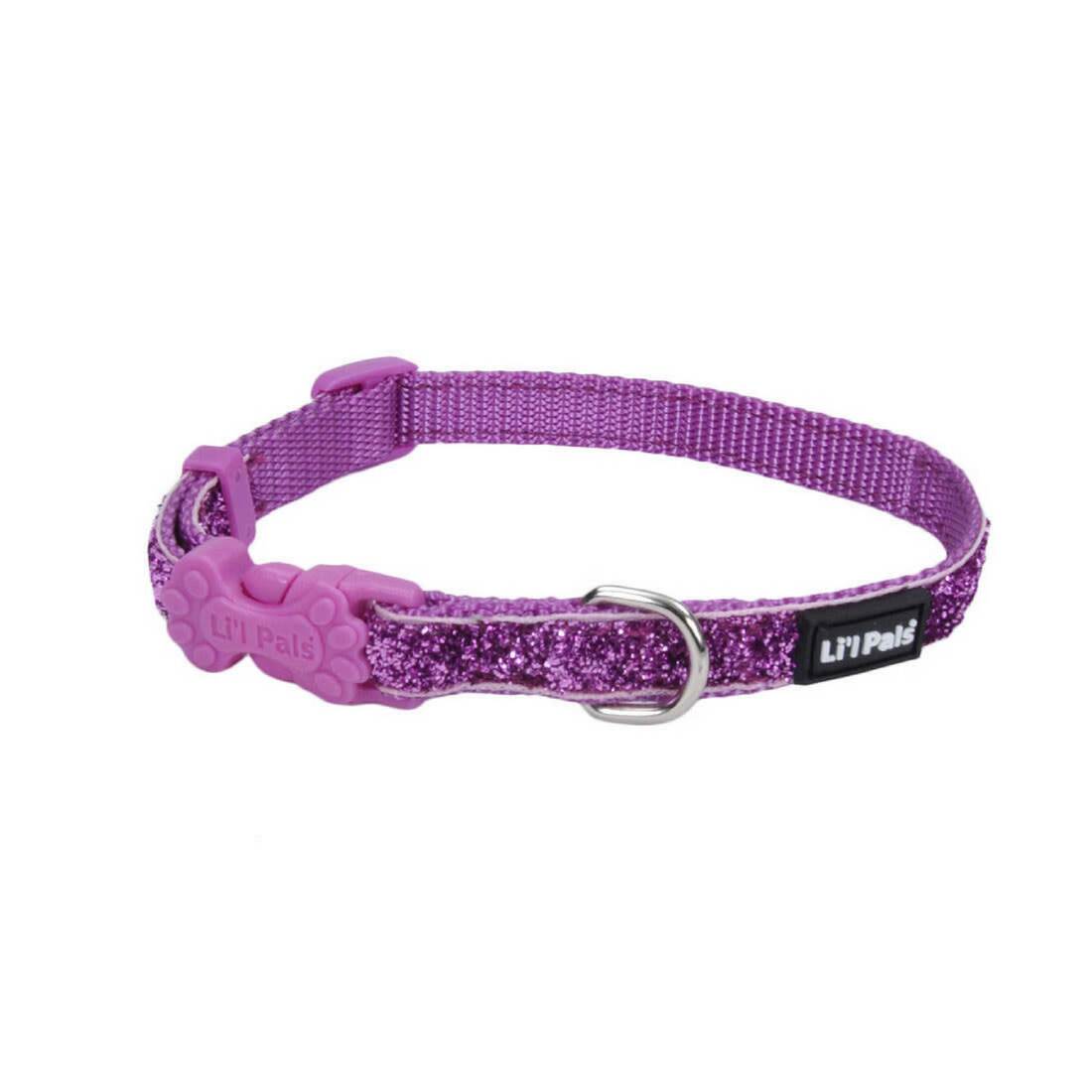 Li'l Pals® Adjustable Dog Collar with Glitter Overlay, Orchid Sparkles, 3/8" x 08"-12"