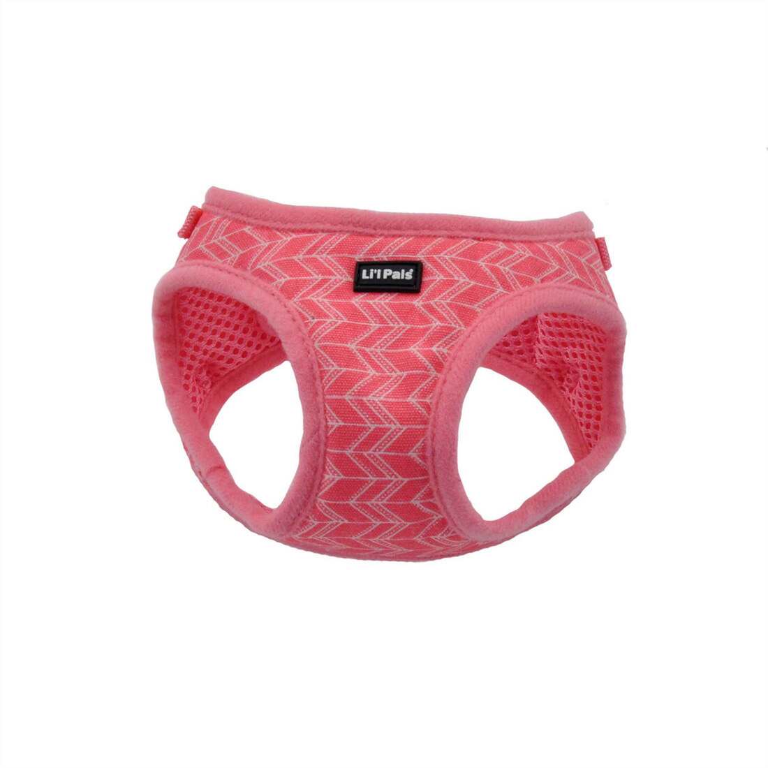 Coastal Pet Products Li'l Pals® Canvas Dog Harness, Pink Tribal Chevron, 3/8" x 10"-12"