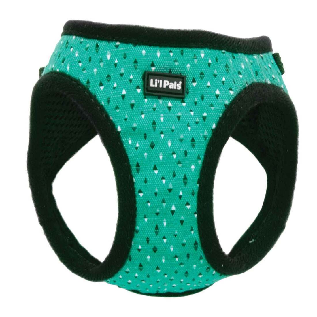 Coastal Pet Products Li'l Pals® Canvas Dog Harness, Teal and Grey Diamonds, 3/8" x 10"-12"