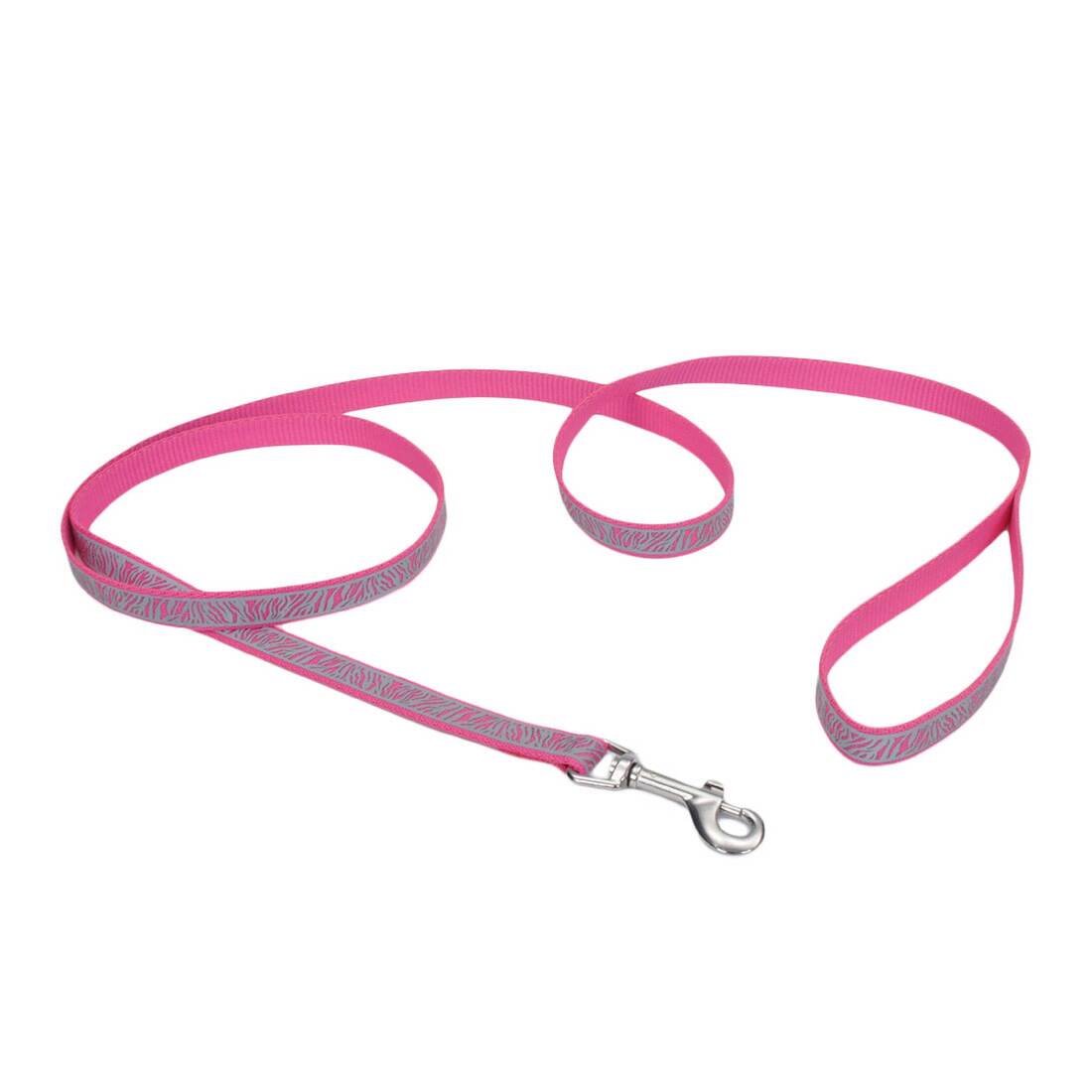 Lazer Brite® Reflective Open-Design Dog Leash, Pink Zebra, 5/8" x 04'
