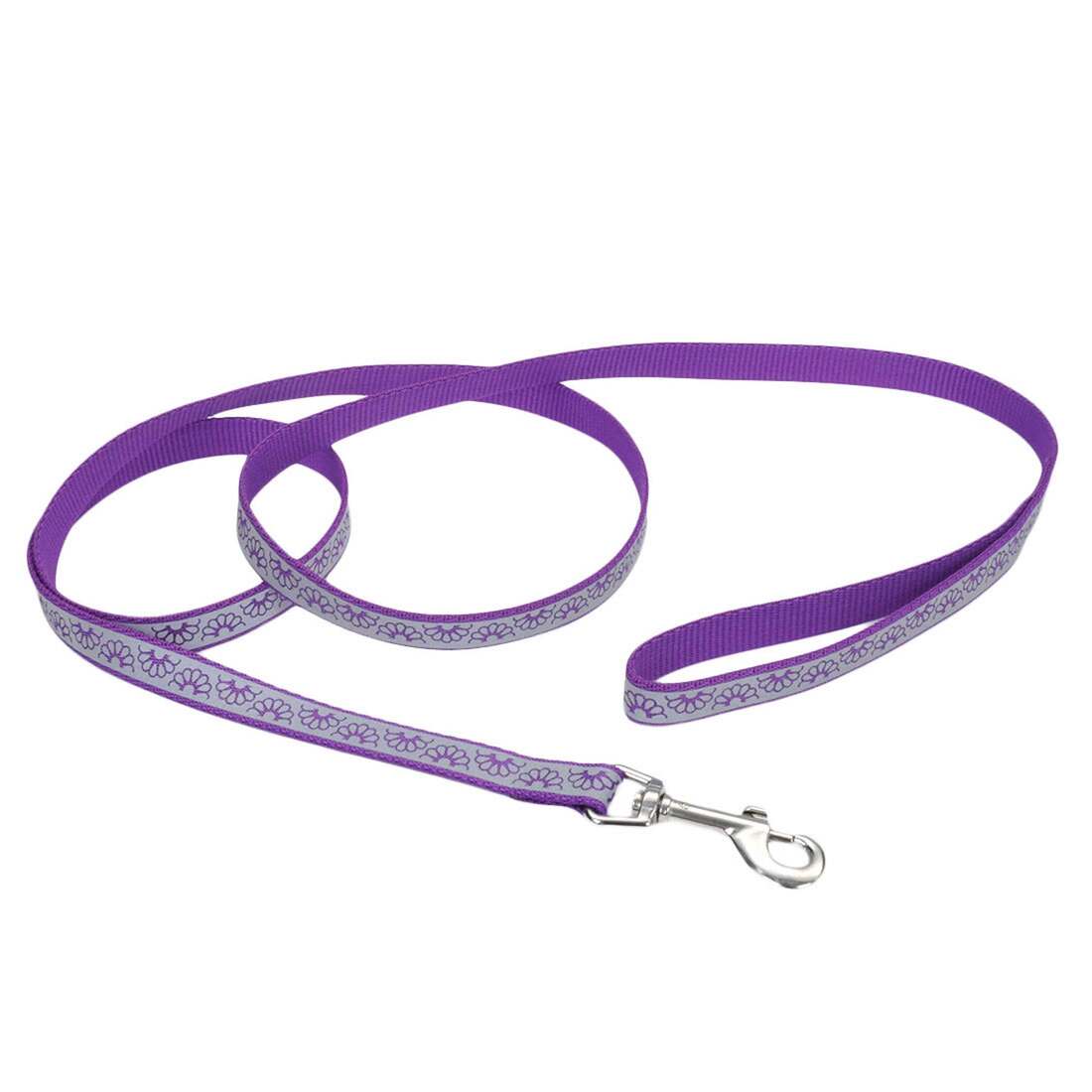 Lazer Brite® Reflective Open-Design Dog Leash, Purple Daisy, 5/8" x 06'