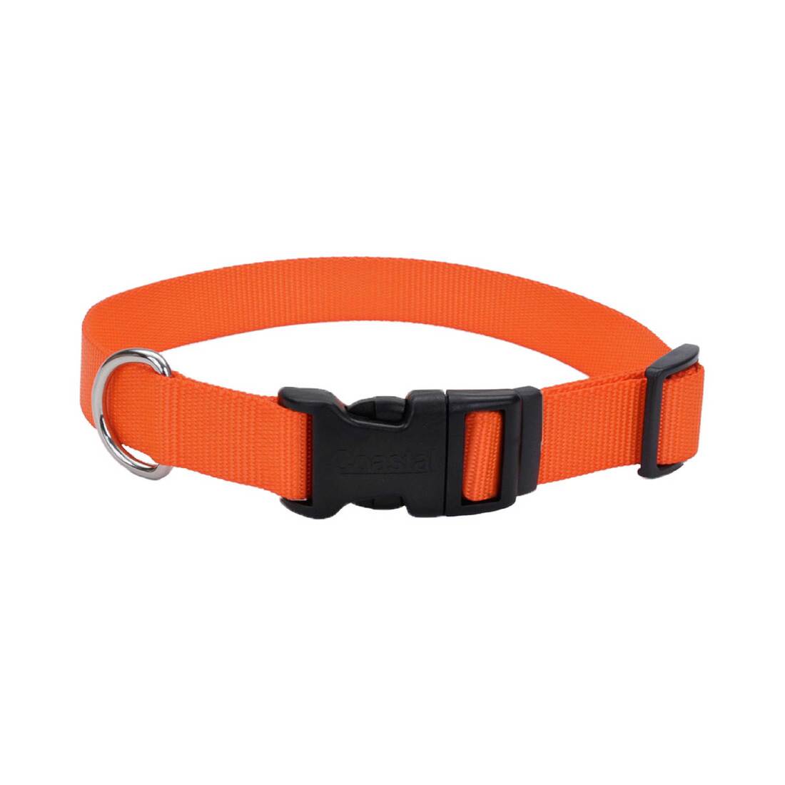 Coastal® Adjustable Dog Collar with Plastic Buckle, Neon Orange, 3/4" x 14"-20"