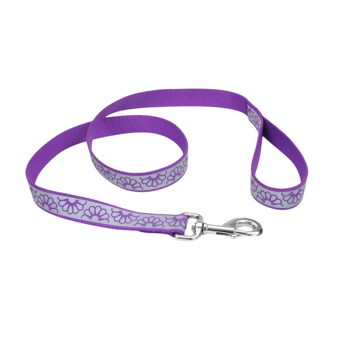 Lazer Brite® Reflective Open-Design Dog Leash, Purple Daisy, 1" x 06'