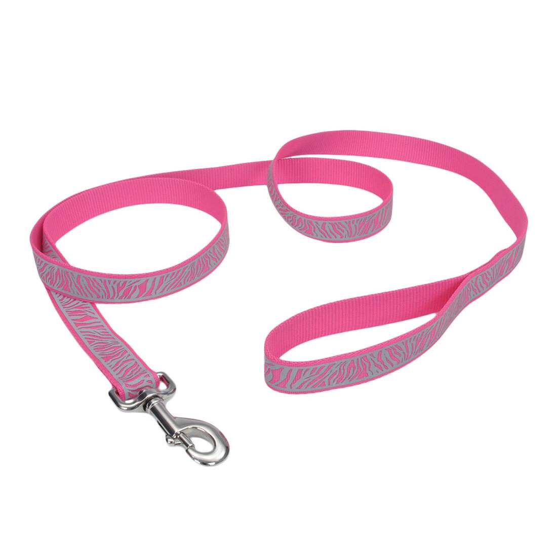 Lazer Brite® Reflective Open-Design Dog Leash, Pink Zebra, 1" x 06'