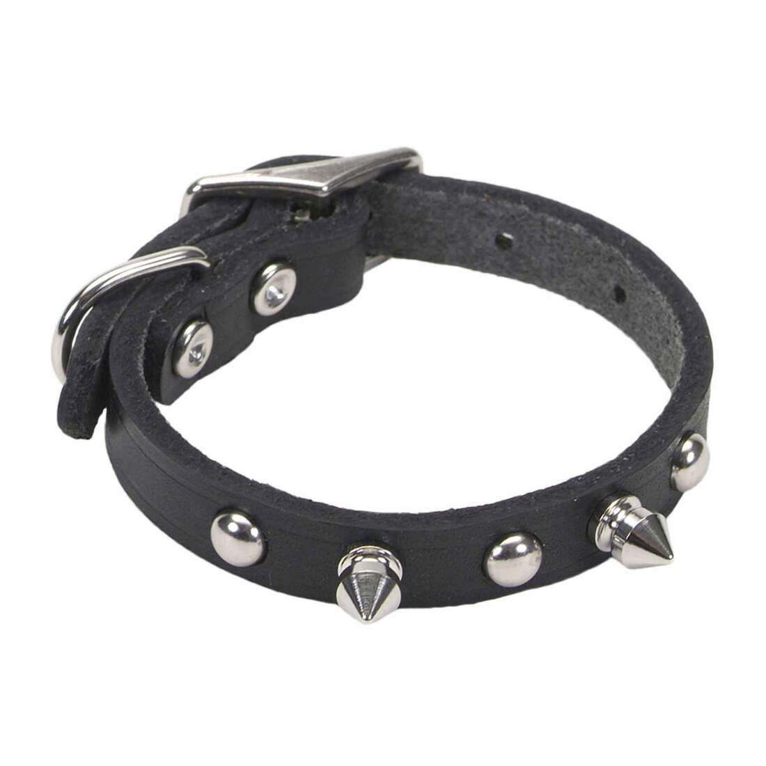 Circle T Oak Tanned Leather Spiked Dog Collar, Black, Medium
