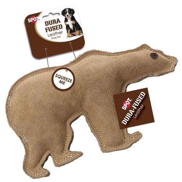 Ethical Pet Dura-Fused Leather Bear Dog Toy, Large