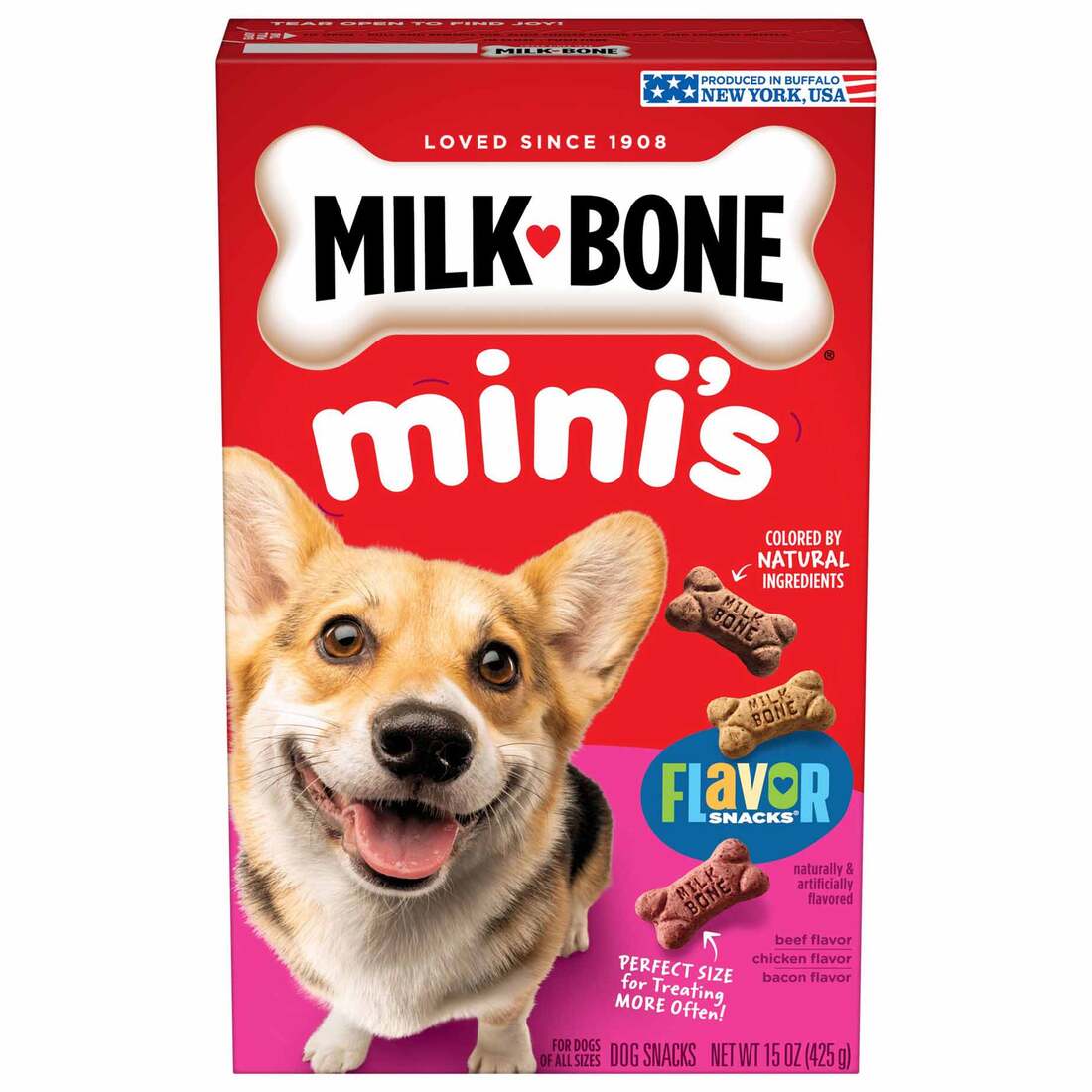 Milk-Bone Flavor Snacks Mini Dog Biscuits, Flavored Crunchy Dog Treats, 15 Ounces