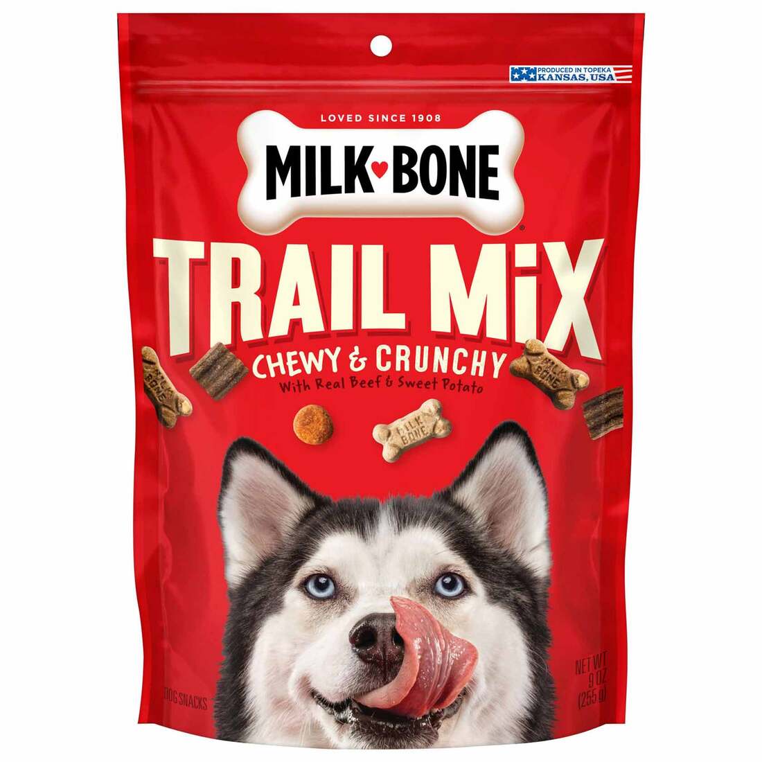 Milk-Bone Trail Mix With Real Beef & Sweet Potato, Crunchy & Chewy Dog Treats, 9 Ounces