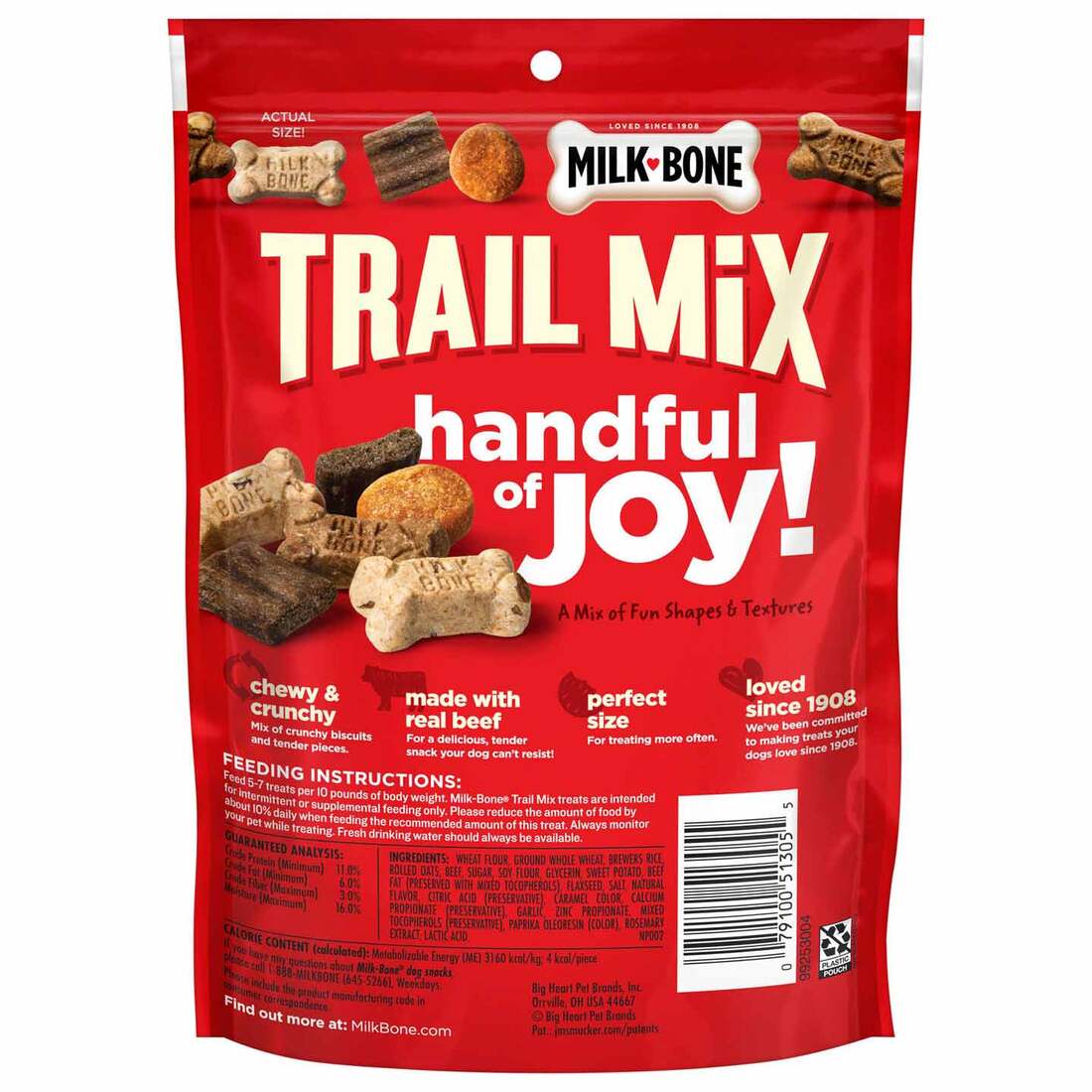 Milk-Bone Trail Mix With Real Beef & Sweet Potato, Crunchy & Chewy Dog Treats, 9 Ounces