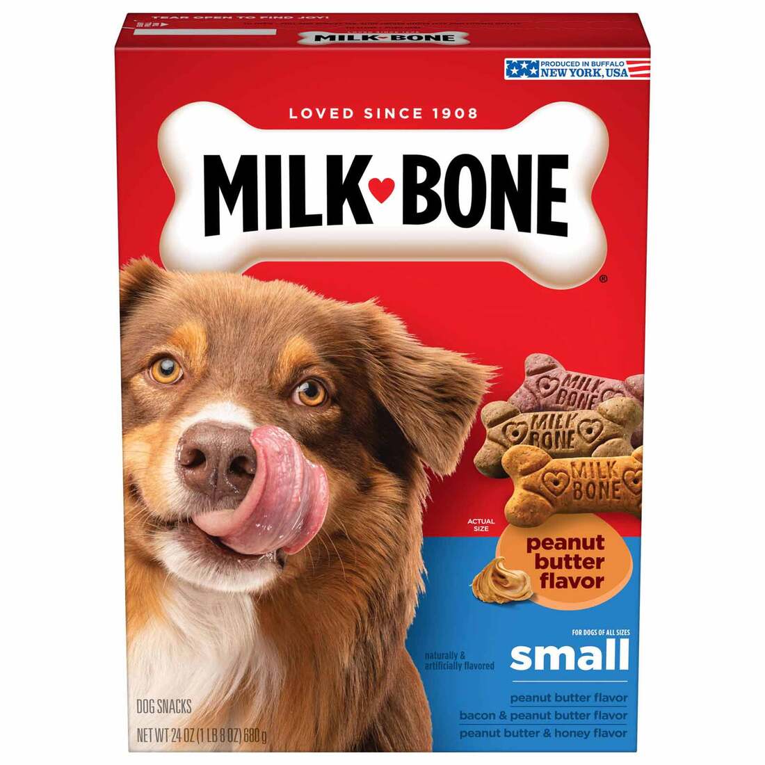 Milk-Bone Peanut Butter Flavor Naturally & Artificially Flavored Dog Biscuits, Small Crunchy Dog Tre