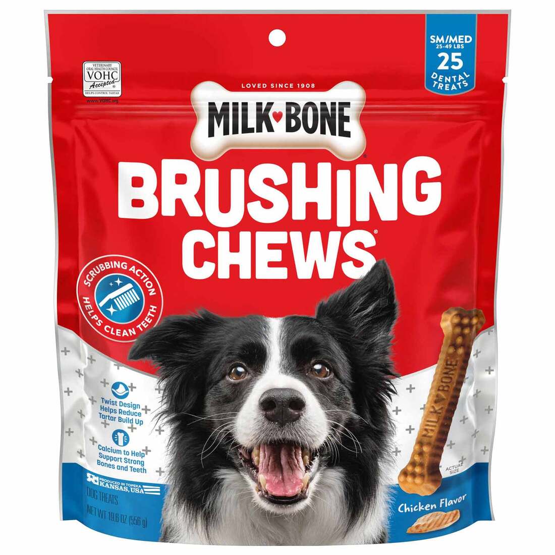 Milk-Bone Brushing Chews Daily Dental Dog Treats, Small/Medium, 19.6 Ounce Bag, 25 Bones Per Bag