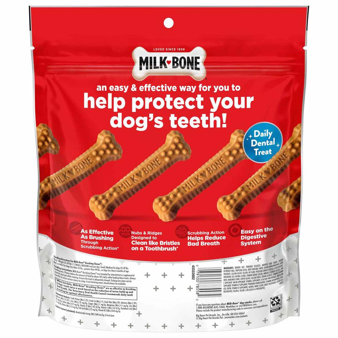Milk-Bone Brushing Chews Daily Dental Dog Treats, Small/Medium, 19.6 Ounce Bag, 25 Bones Per Bag