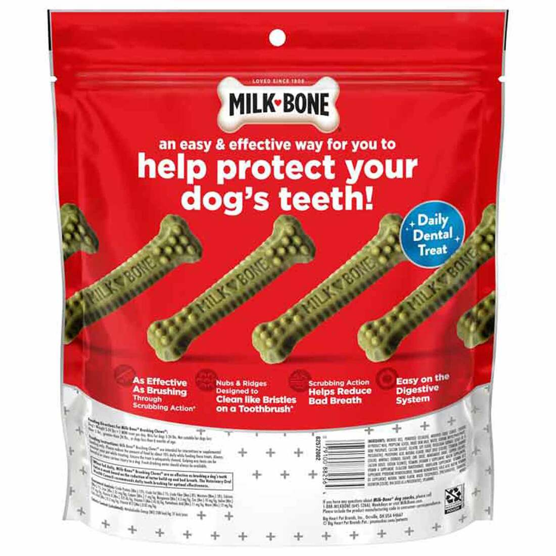 Milk-Bone Brushing Chews Daily Dental Dog Treats, Fresh Breath, Mini, 18.9 Ounce Bag, 48 Bones Per B